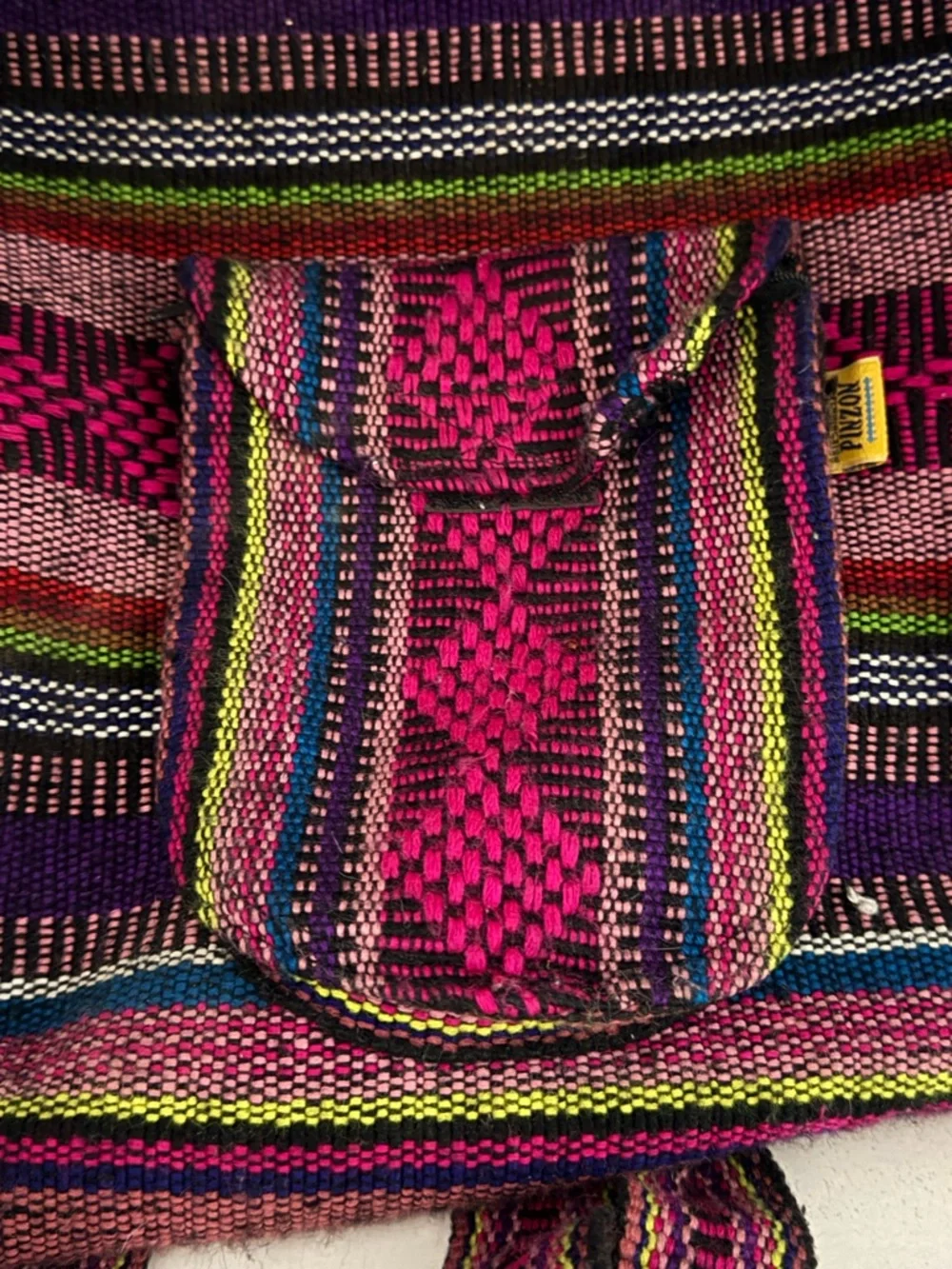 Handwoven Purple & Pink Striped Women's Backpack